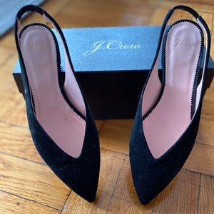 J. Crew pointed toe slingback flats in suede